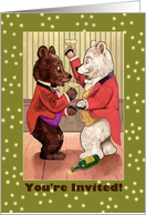 Invitation Bachelor Party Two Bears Drink Champagne card