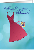 Jr. Bridesmaid, wedding invitation, red dress card