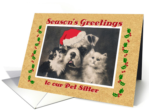 Season's Greetings for Pet Sitter, Bulldog and Cats... (869325)