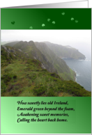 St. Patrick’s Day, Irish poem, Slieve League, Shamrocks card