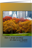 Thanksgiving Central Park in Autumn New York Dickens Quote card