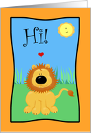 Cute Lion, Sun, Heart, Romance, Flirt, Hi Card