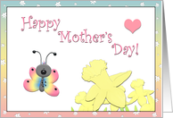 Cute Butterfly, Daffodil, Heart, Mother’s Day Card