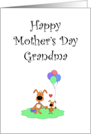 Dogs Holding Hands, Grandma & Pup, Balloons, Happy Mother’s Day Card