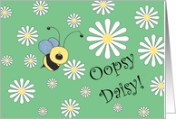 Cute Cartoon Bee, Daisies, Belated Birthday Card
