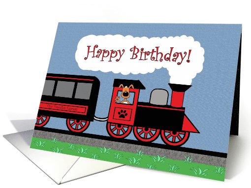 Train, Puppy Dog, Happy Birthday card (1073512)