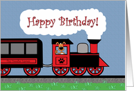 Train, Puppy Dog, Happy Birthday Card