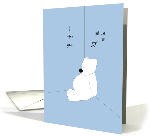 Cute Polar Bear Grounded, Prisoner, Jail, Ward, Confined Miss You card