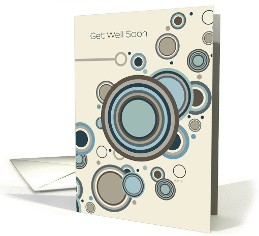 Get Well Soon, Retro Circles in Blue & Gray card (937245)