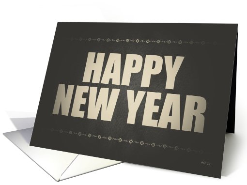 Black And White Ornate Flowers Happy New Year card (940392)