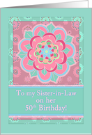 Happy 50th Birthday to My Sister-in-Law with Floral Pattern card