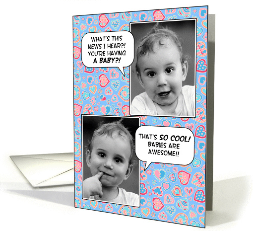 Congratulations on your pregnancy, cute baby, heart pattern card
