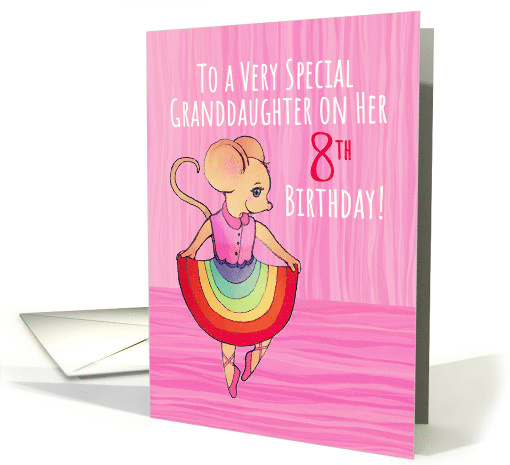 Special Granddaughter on Her 8th Birthday with Cute Rainbow Mouse card