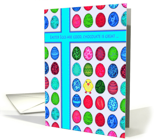 Christian Easter with Turquoise Cross Easter Eggs & Cute... (1053995)