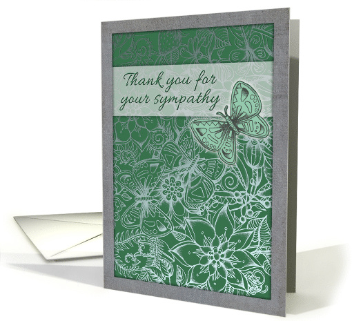 Thank You for Your Sympathy with Green Butterfly & Grey... (1061403)