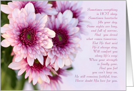 Sympathy for Loss with Pink Daisies and Christian Poem Encouragement card