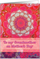 Happy Mother’s Day to My Grandmother Floral Doodle Mandala in Pink card