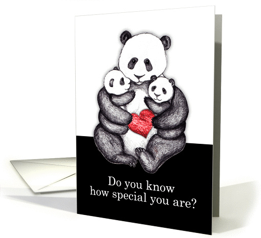 Panda with babies & red heart, Happy Mother's Day, you're... (1078084)