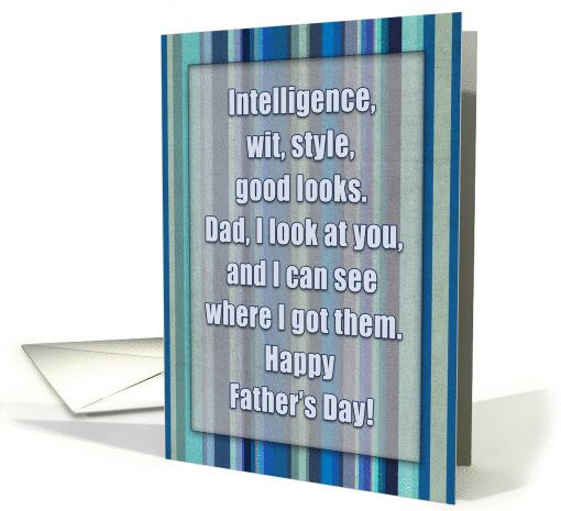 Happy Father's Day, for Dad, humor, typography, blue stripes. card