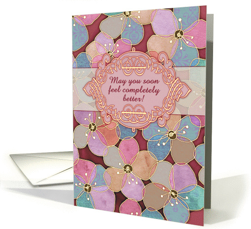 Feel better soon, get well card, pink, floral pattern... (1105674)