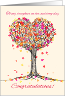 Congratulations to My Daughter on Her Wedding Day Heart Tree Drawing card