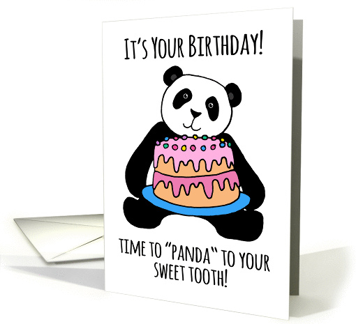 Cute Panda Birthday Card, cake, frosting, for your sweet tooth! card