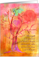 Thank you for your sympathy, hope in Christ, tree with heart & sun card