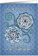 Congratulations, to my niece on her wedding day! Blue floral design card