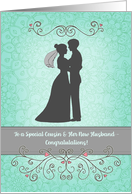 Wedding Congratulations to Cousin and Husband with Couple Silhouette card