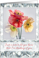 Thinking of You with Photo of Poppies on Grey Wood Geometric Pattern card