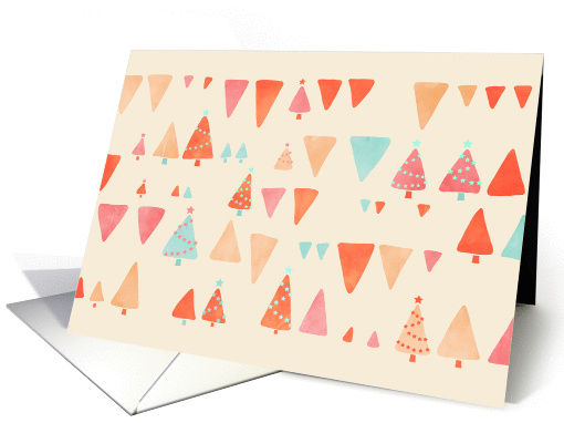 Modern Christmas card, trees & triangles, cream, pink,... (1185906)