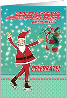 Happy Santa Cute Cartoon Christmas Celebration for Niece card