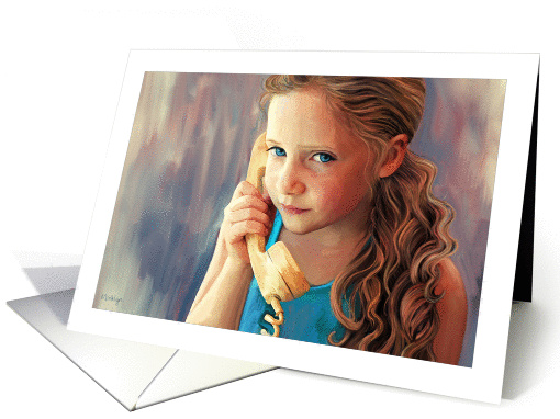 Retro style portrait painting of a girl with phone -... (1214126)