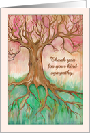 Thank you for your kind sympathy, beautiful tree painting, peach, mint card