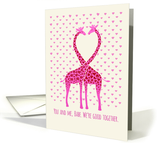 Pink giraffes in love, Valentine's Day card - we're good... (1220874)
