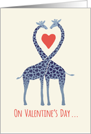 Blue giraffes in love, Happy Valentine’s Day - you’re perfect! card