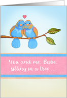 Happy Valentine’s Day Babe with Two Cute Birds in a Tree card