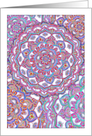 Doodle Tangle style blank note card - aqua, purple, red & white card