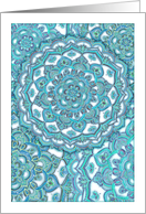 Doodle tangle style blank note card - turquoise / teal & white card