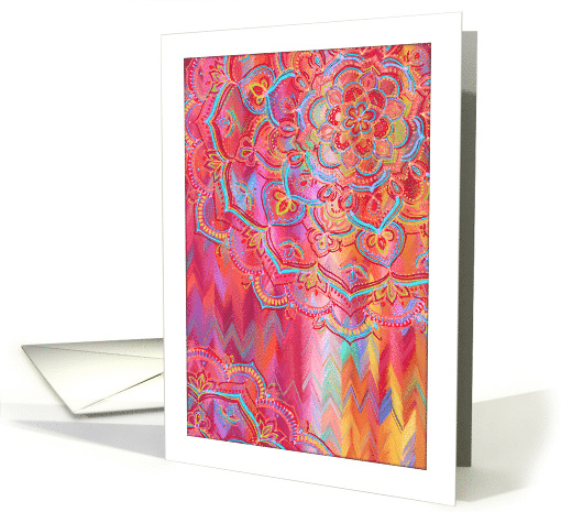 Bright Colorful Mandala Doodle Painted Chevron Blank Any Occasion card