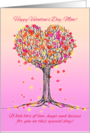 Happy Valentine’s Day to Mom with Cute Heart Tree Illustration card