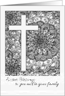 Easter Blessings - black & white doodle design with cross card