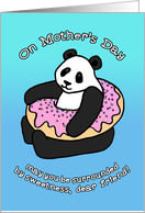 Happy Mother’s Day Dear Friend with Cute Panda and Donut Cartoon card