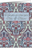 New Mr & Mrs Wedding Day Congratulations with Floral Damask Pattern card