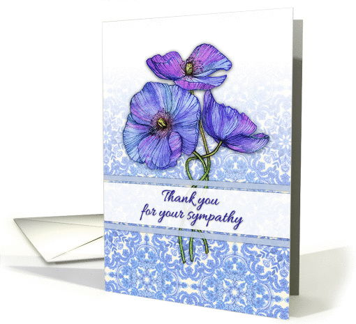 Thank you for your sympathy, flowers, blue & purple poppy... (1325922)