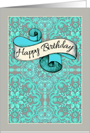 Happy Birthday to My Beautiful Sister with Mint and Grey Pattern card