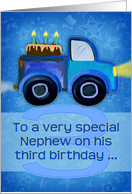 Happy 3rd Birthday to a Special Nephew with Truck and Cake Painting card