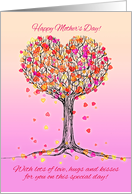 Happy Mother’s Day with Cute Pink Heart Tree Illustration for Mom card