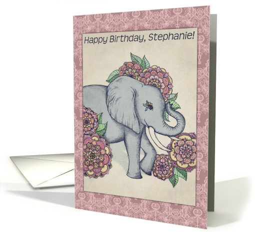 Happy Birthday, Stephanie! Cute elephant illustration,... (1547480)
