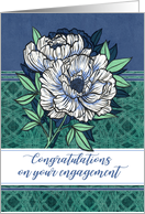 Congratulations on Your Engagement with White Peony Flowers card
